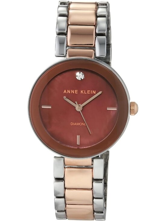 Anne Klein Women\'s Silver And Brown Analog Genuine Diamond Dial Bracelet Watch main image 6